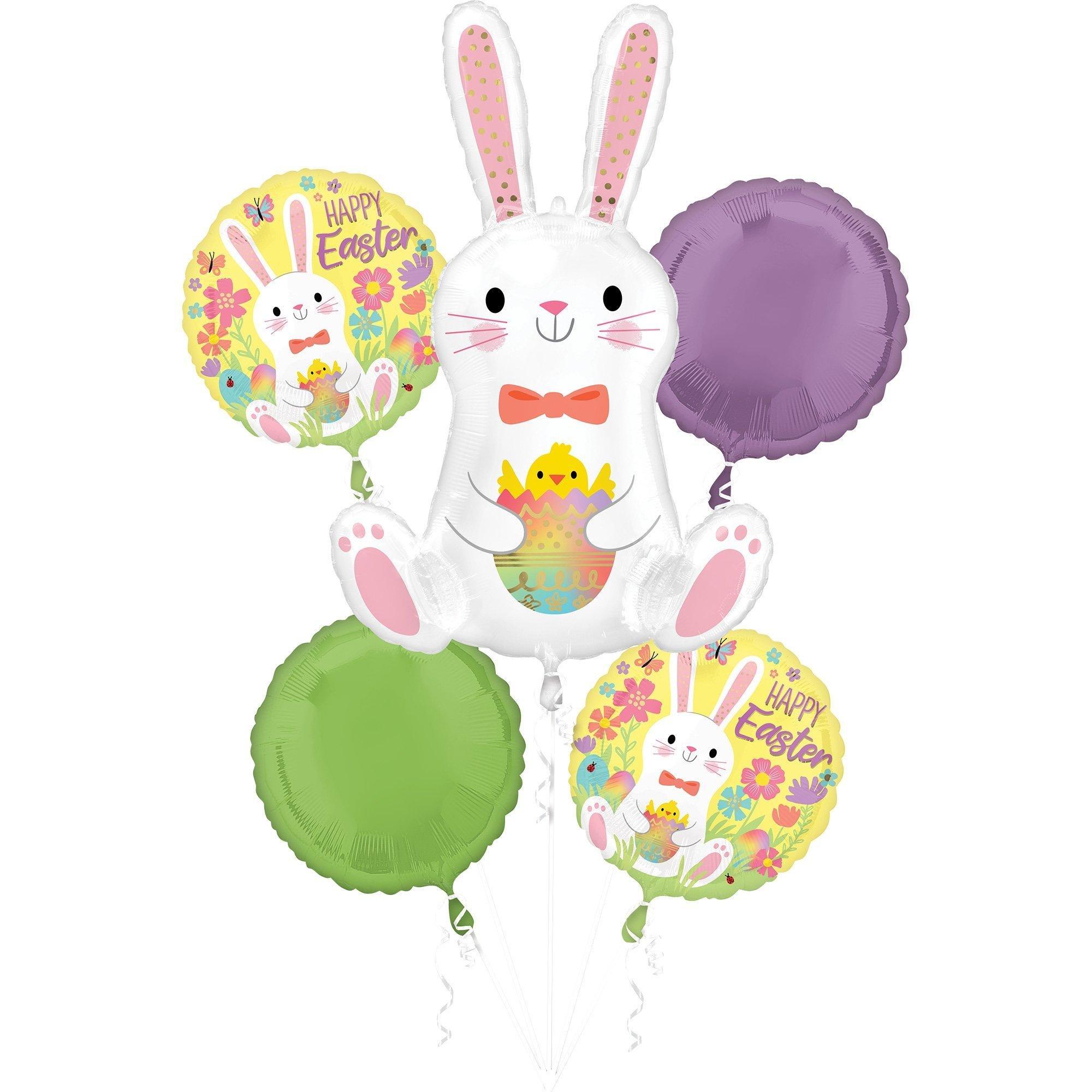 Premium Bunny Love Easter Foil Balloon Bouquet with Balloon Weight, 13pc